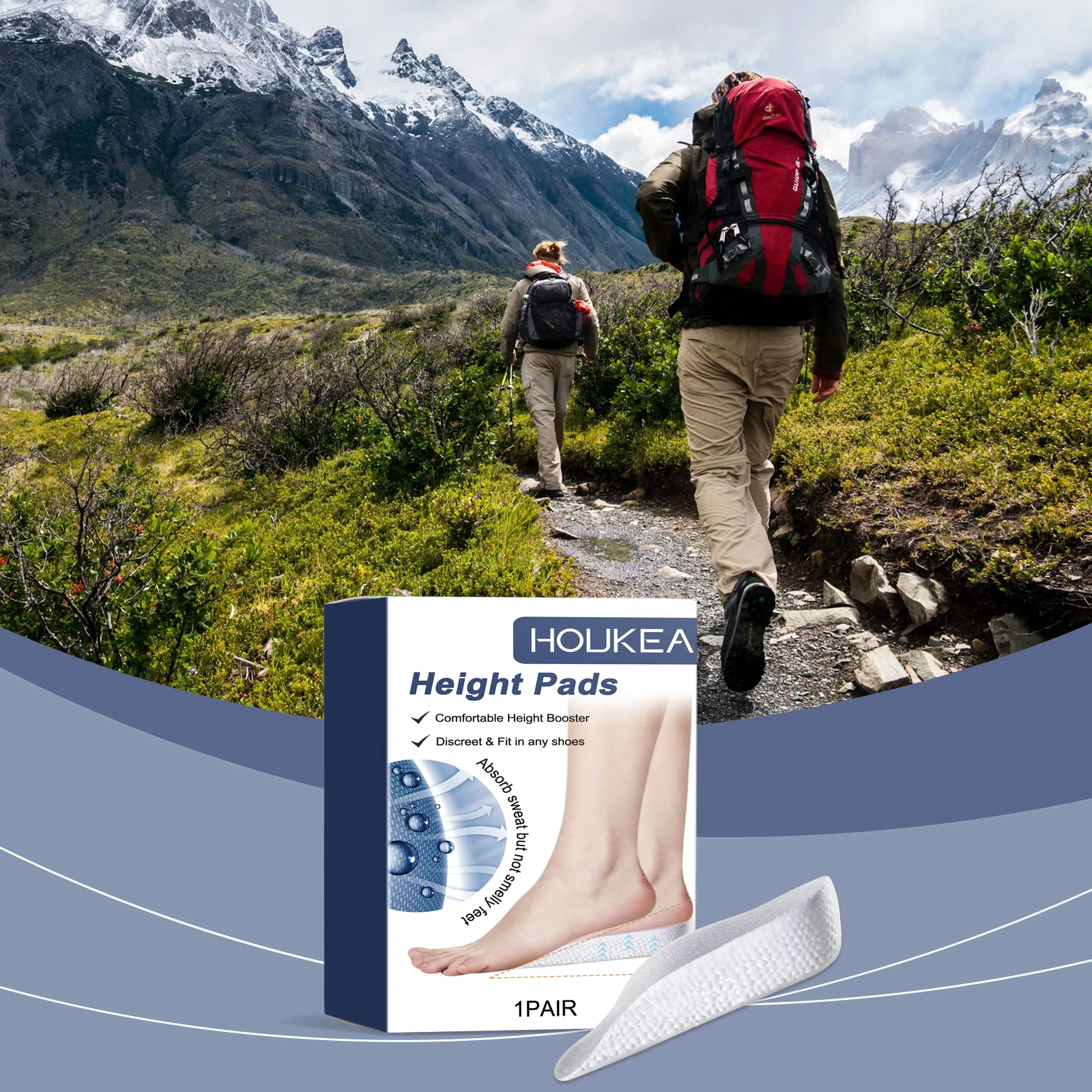 Invisible Height Increase Insoles Outdoor Non-slip Wear-resistant Arch Support Insoles Comfortable Breathable Light Body Care Shoe Height Pads