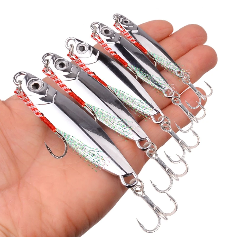 Long Cast Mirror Reflective Slow Pitch Jigging Deep Sea Lead Fish 7g-60g Zinc Alloy Saltwater Artificial Fishing Lures For Cod