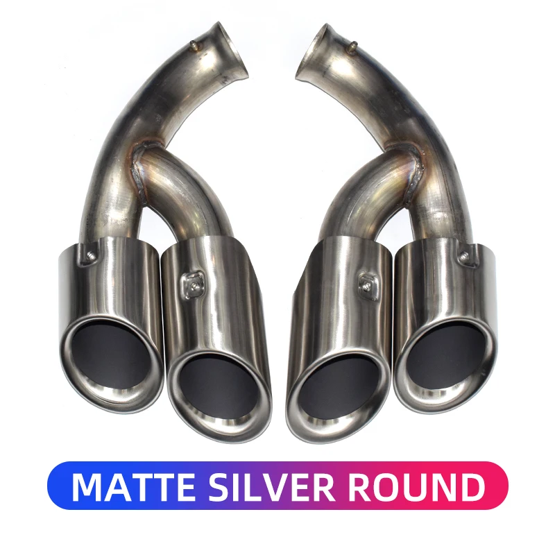 2015-2017 Porsche Cayenne 958 Upgrade Stainless Steel Round Exhaust Tips Performance System Muffler Tip Exhaust Pipes