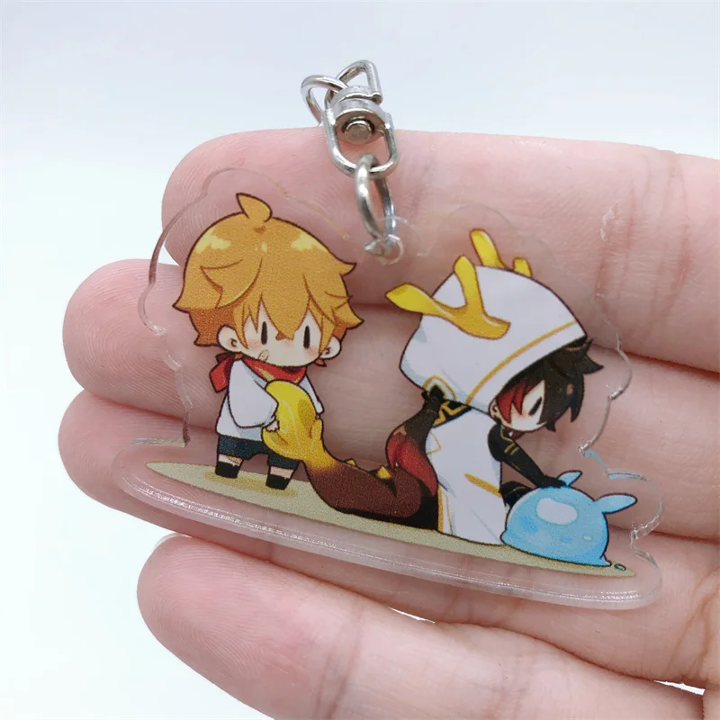 Impact Keychain Zhongli Tartaglia Anime Cosplay Accessories Pendant Cartoon Badge Gift