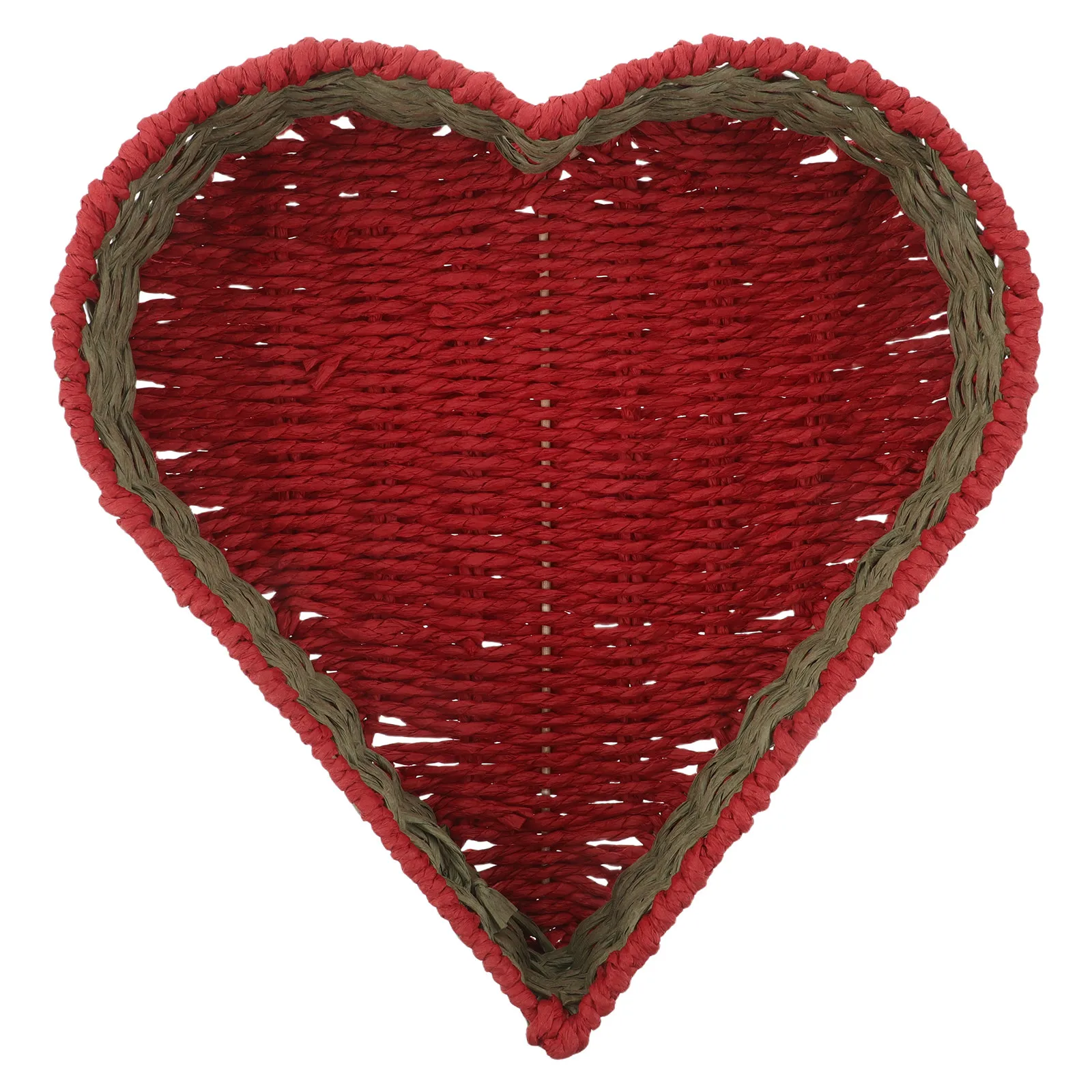 Woven Heart Shape Catchall Tray 11.8x11.8 Decorative Entryway Organizer Basket Tabletop Storage Bowl for Keys Wallet Phone