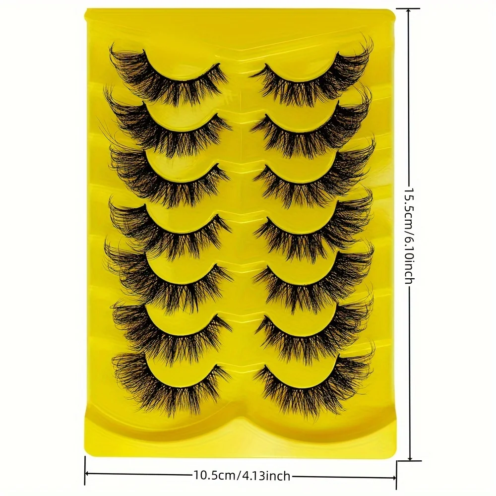 7 คู่ 3D ธรรมชาติ Cat Eye False Lashes,Fluffy Soft Cross สไตล์มังงะ, ไม่มีกลิ่น Wispy Eyelash Extensions สําหรับแต่งหน้า