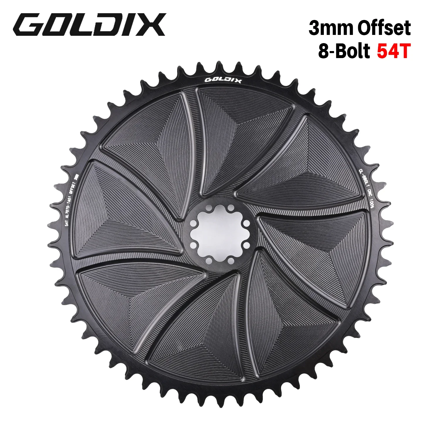GOLDIX 8-Loch-Direct-Mount-AERO-Fahrradkettenblatt, schmal-breit, CNC-gefrästes Aluminium-Kettenrad für Rennrad- und MTB-Kurbelgarnituren