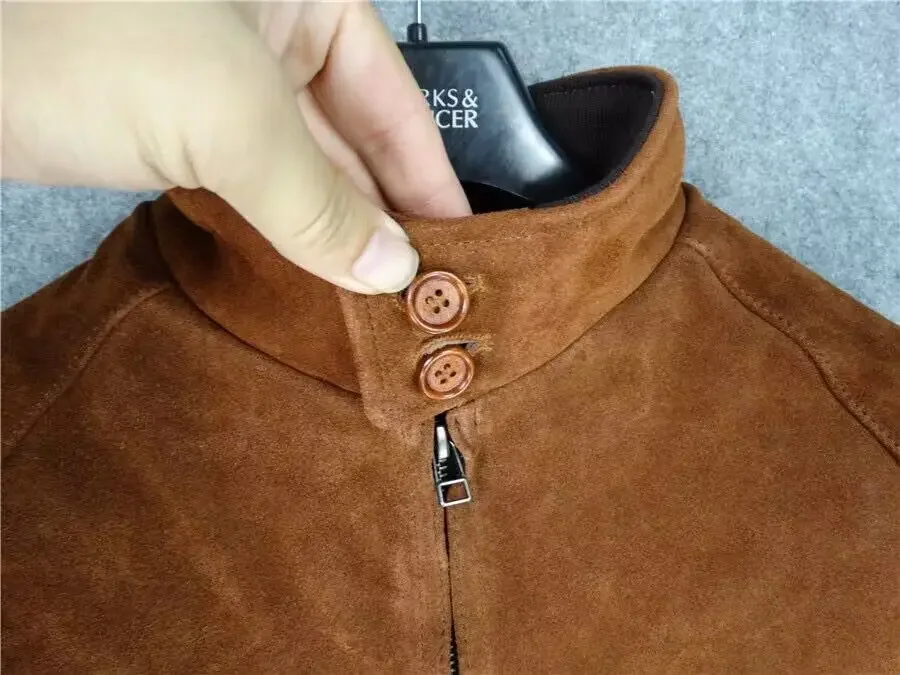 New Spring 2024 Men\'s Genuine Cow Suede Leather Coat Casual Jacket for Male Autumn Fall Clothing Outerwear Camel Navy Plus Sized