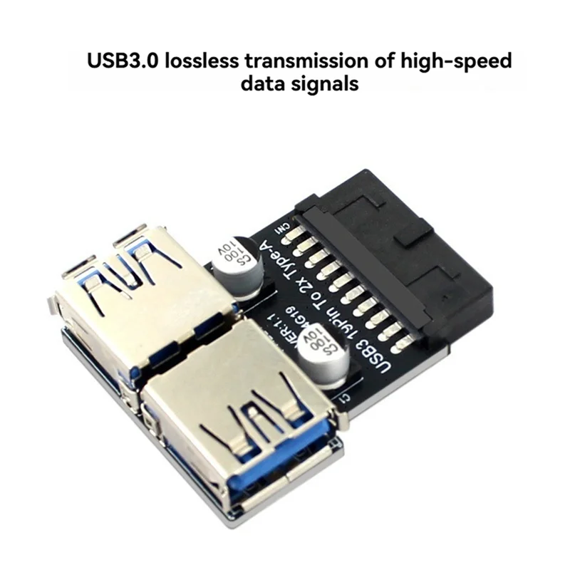 -MEOF 19-контактный адаптер на двойной USB3.0/3.1 19P/20P на двойной тип A, гнездовой преобразователь переднего разъема, адаптер USB 3.0, вставной разъем