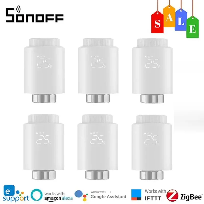 1-6PCS SONOFF TRVZB Zigbee Thermostatic Radiator Valve Smart Home eWeLink Heating Froest Protection Support Google Alexa