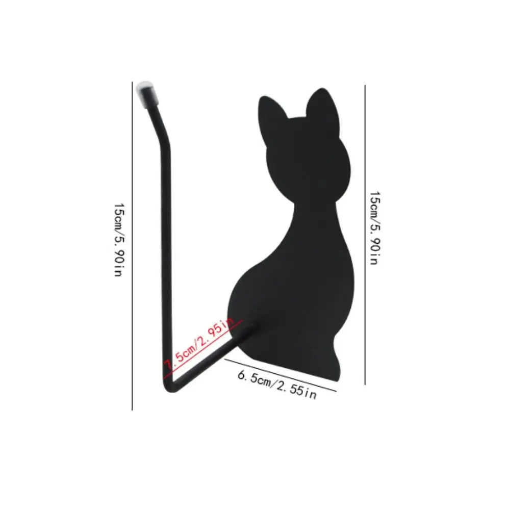 Stylish Space Saving Cute Cat Tissue Rack Self-Adhesive Wall-Mounted Headphone Hanger Concise Minimalist Cable Hanger Office