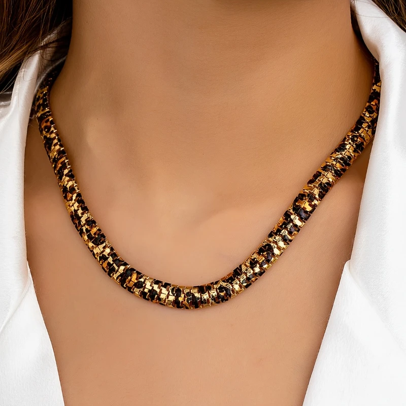 European and American Personalized Chain Leopard Print Necklace, Women's Fashion Classic Holiday Party Accessories Jewelry