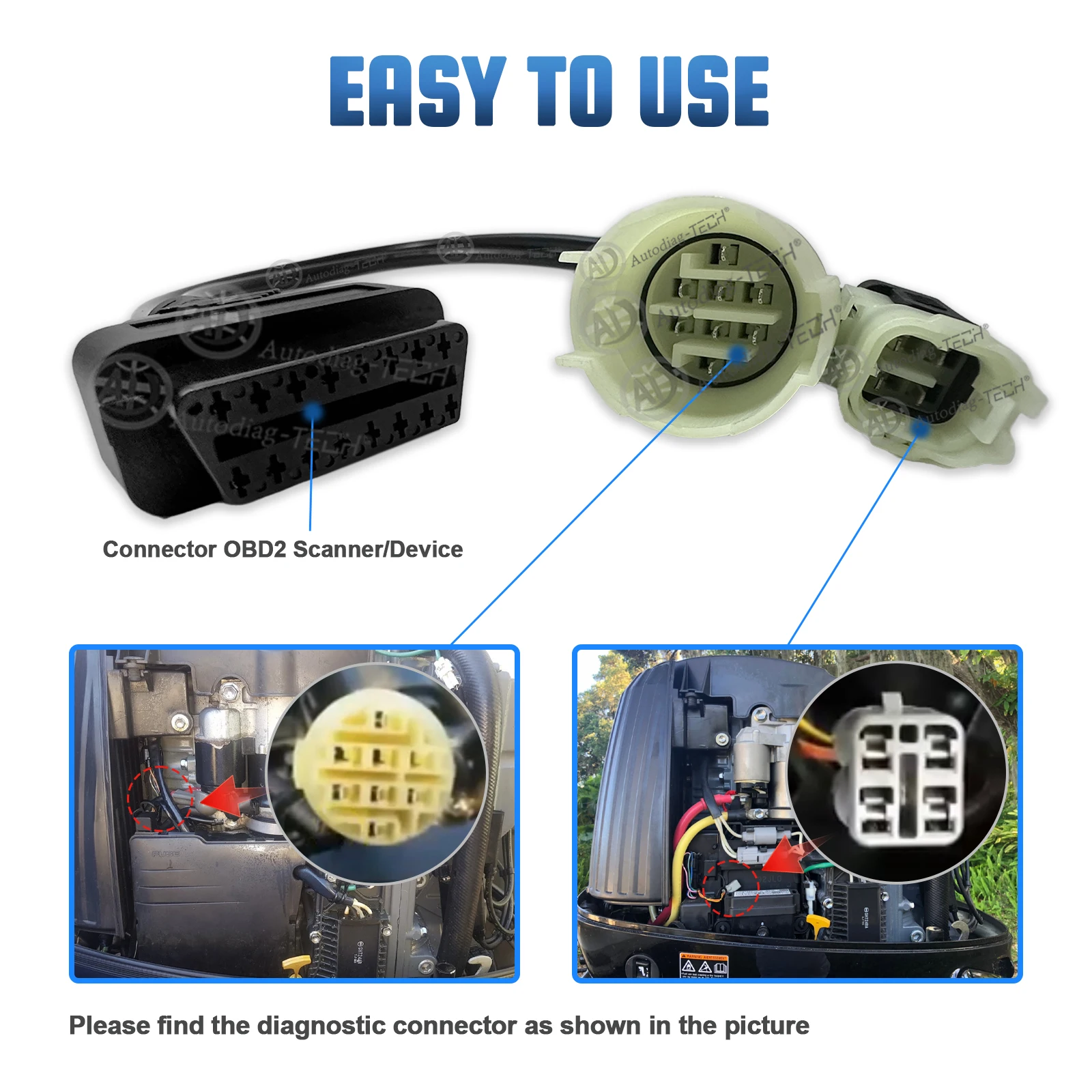 Złącze OBD motocykla do Honda 4-pinowe Suzuki 8-pinowe Adapter diagnostyczny do łodzi zaburtowej DF 100/115/140/150/175/200/225/250/300