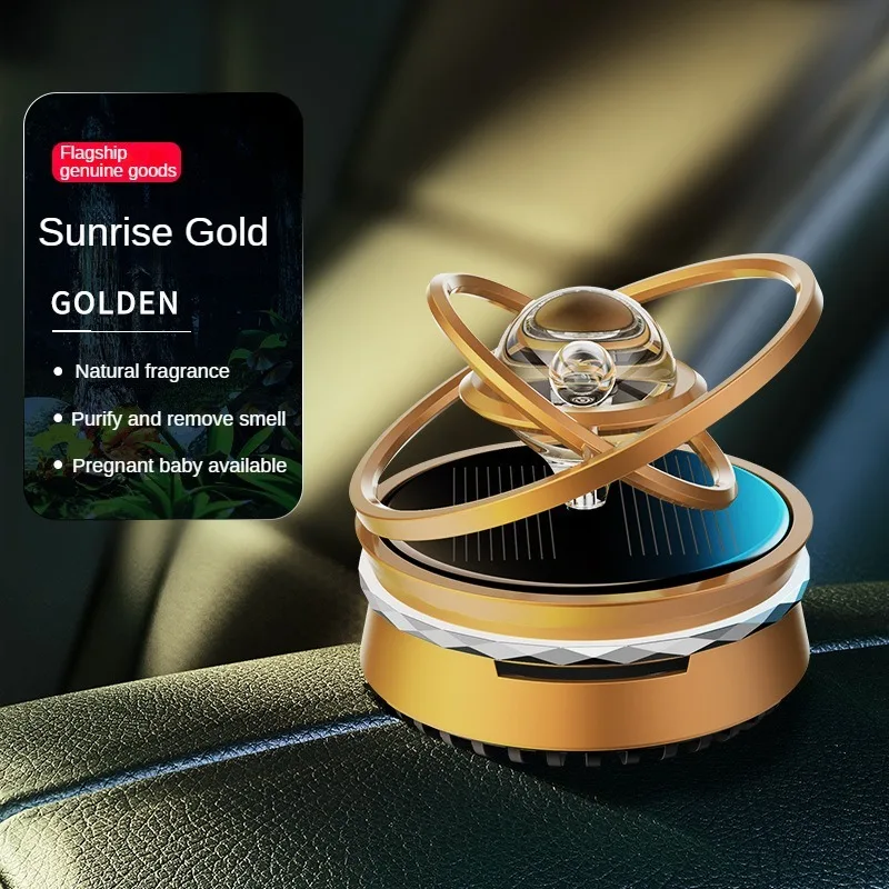 

New Solar Aromatherapy Ornament Quantum Solar Wholesale Rotating Aluminum Alloy Interstellar Suspension Car Perfume Ornament