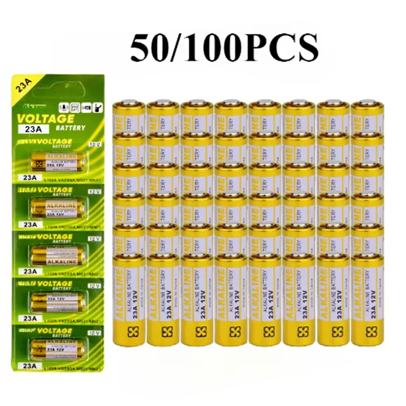 

50PCS 12V Alkaline Battery A23 23A 23GA A23S E23A EL12 MN21 MS21 V23GA L1028 GP23A LRV08 For Remote Control Doorbell Dry Cell