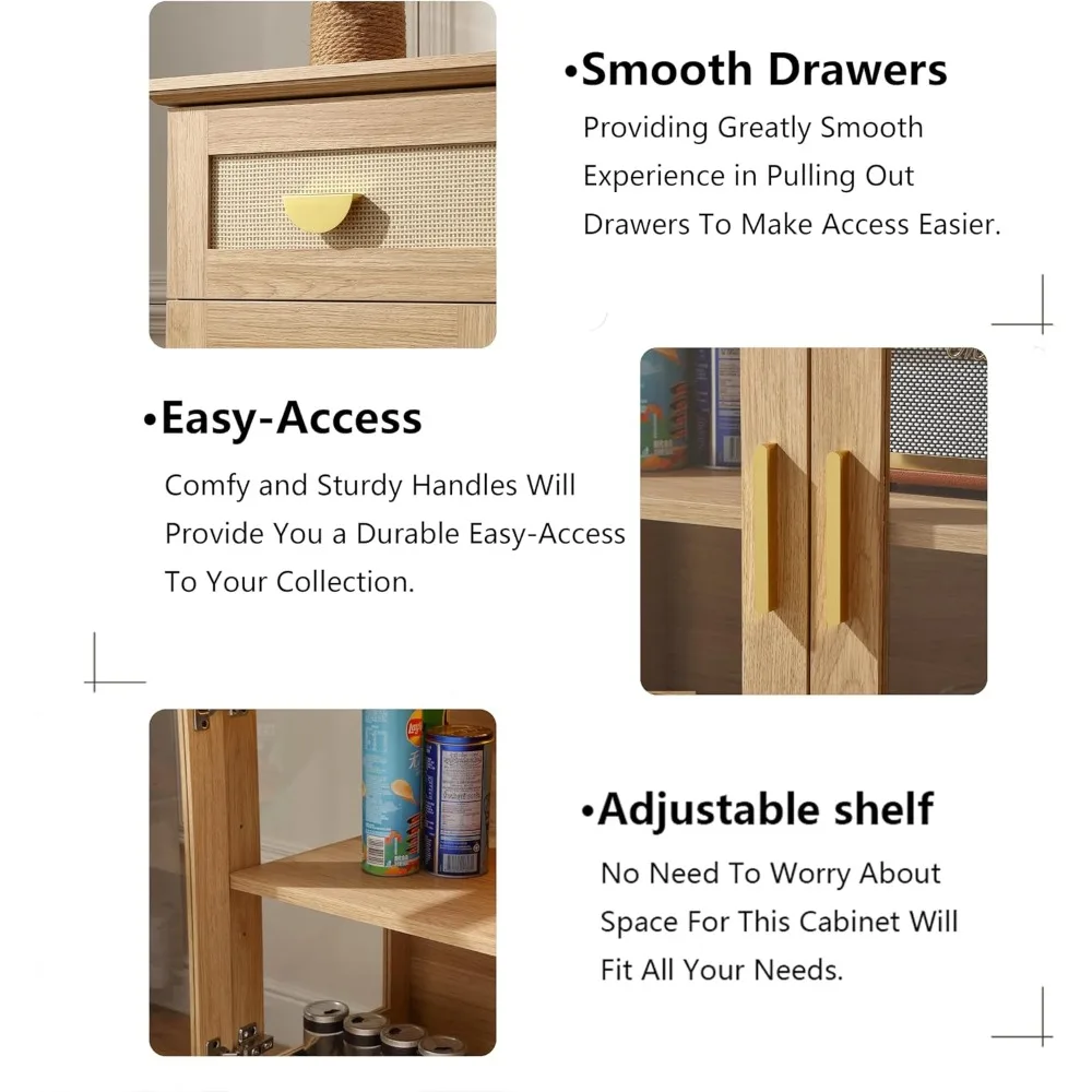 Armadietto buffet piccolo da 31,5'' con ante in vetro, piccolo armadietto da bar con contenitore, credenza moderna con ripiano regolabile e a