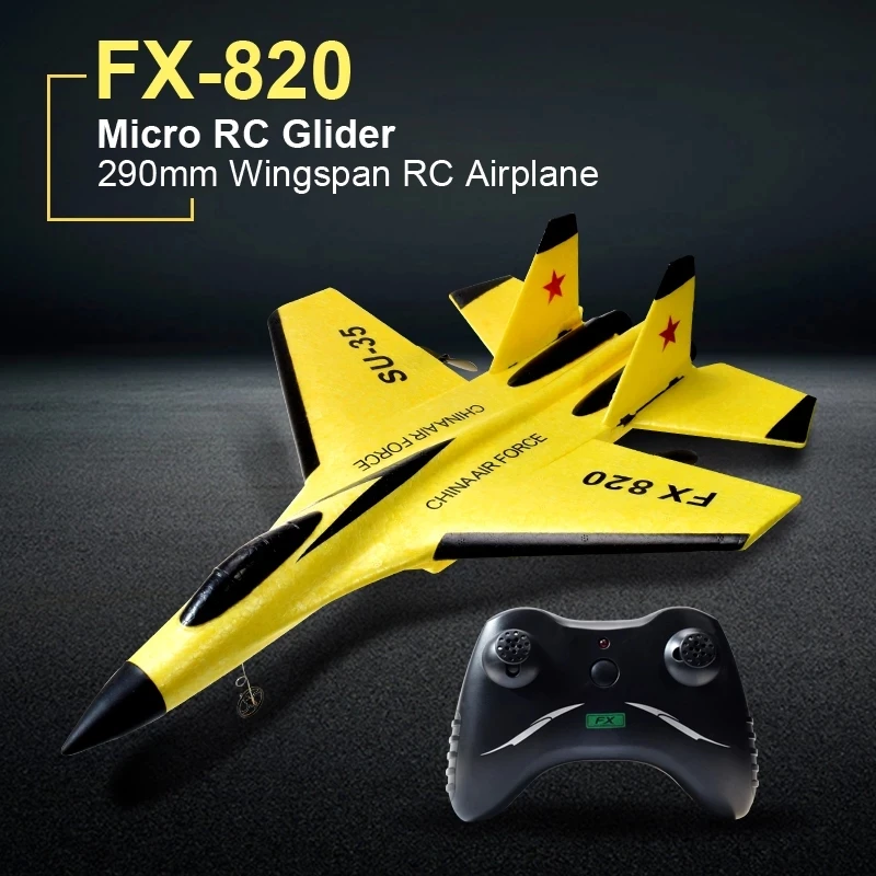 SU-35 RC Plane 2.4G FX820 Remote Control Airplane With LED Lights Fixed Wing Flying Model Aircraft EPP Foam RC Toys  Kids Gift