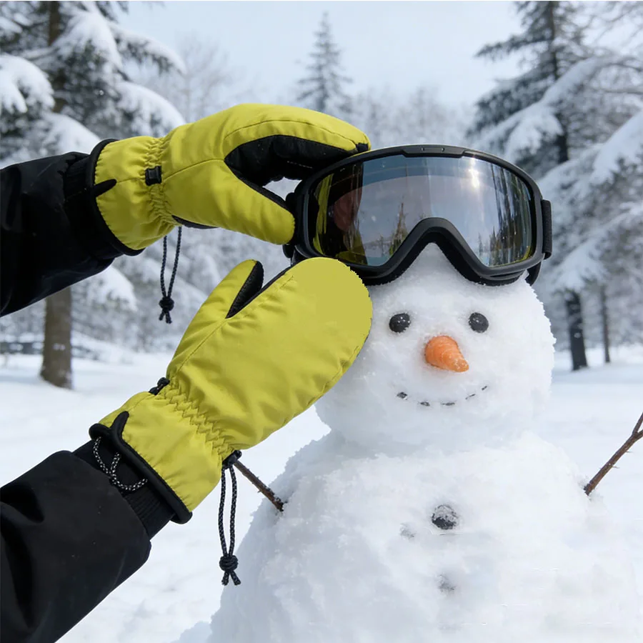 

New green skiing gloves, winter suede touchscreen gloves, windproof and cold resistant for outdoor winter cycling sports