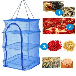 Foldable 4 Layers Drying Net Fish Net Drying Rack Hanging Vegetable Fish Dishes Dryer Net 35 X 35 X 65cm PE Hanger Fish Net