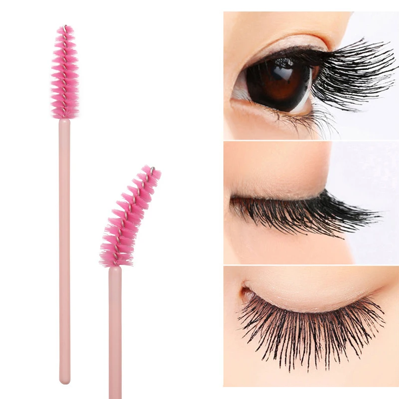 50Pcs New Eyelash Brushes Disposable Professional Mascara Stick Applicator Spiral Brush Portable Eyebrow Brush Makeup Tools