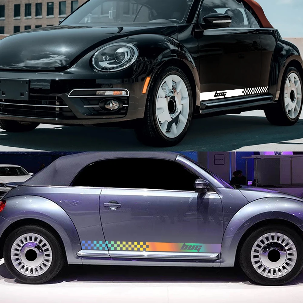 2pcs Racing Sport Stripes For Volkswagen VW Beetle Car Door Side Skirt Sticker Auto Body Decoration Vinyl Decals Accessories - view 3