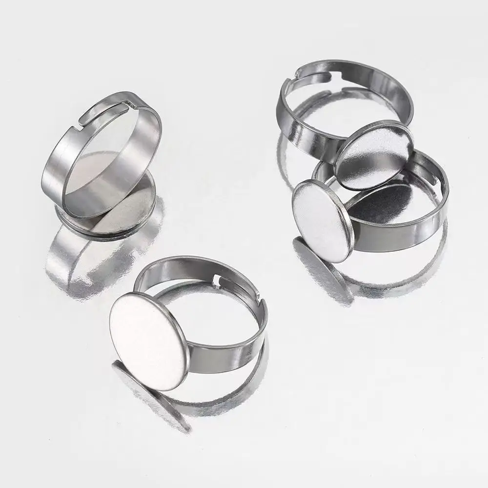 10個のステンレススチールリング、調節可能なリング、平らなベ - Ring Set Adjustable のレビューと価格