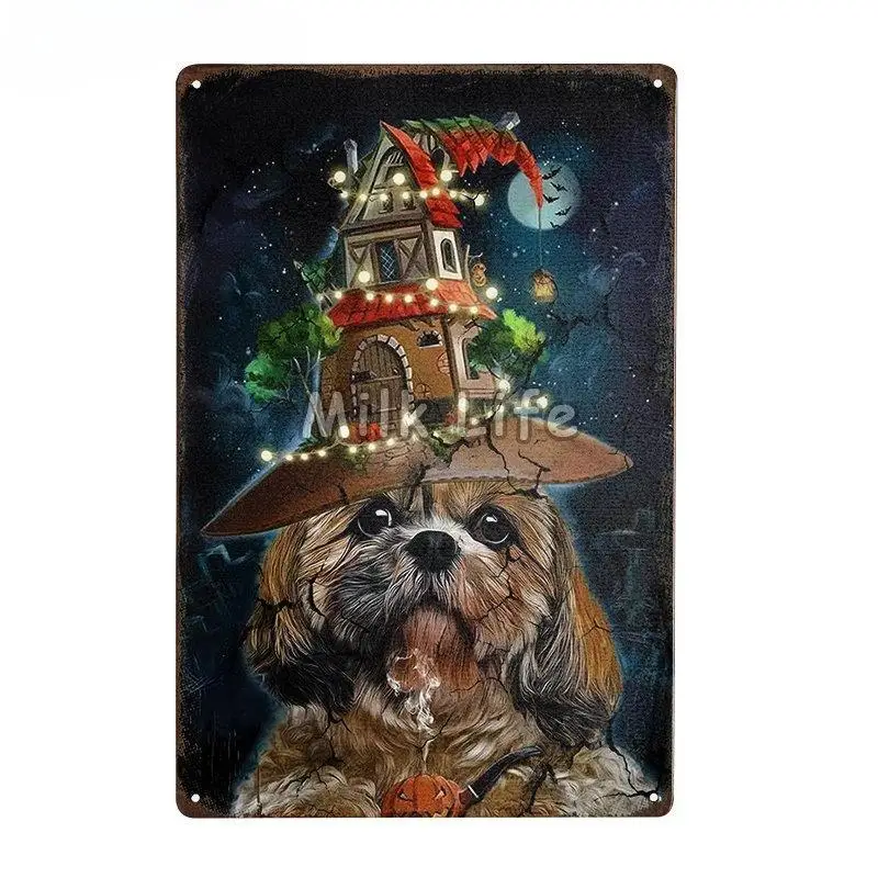 Tin Sign Wall Decor Vintage Funny Shih Tzu Dog Metal alluminio per la camera di casa camera da letto negozio di animali decorazione del bagno della