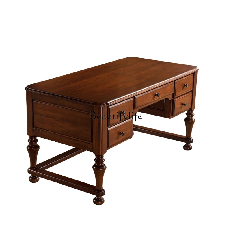 

*American desk all solid wood painting table retro study furniture desk