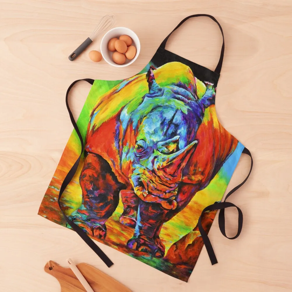 

Psychedelic Rhinovation: Chromatic Horned Wonder Apron Men'ss Cooking Apron
