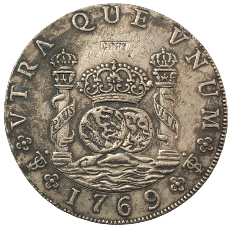 1769 (J.R) BOLIVIA Arms of Spain 8 Reales- Carlos III Silver Plated Copy Coin