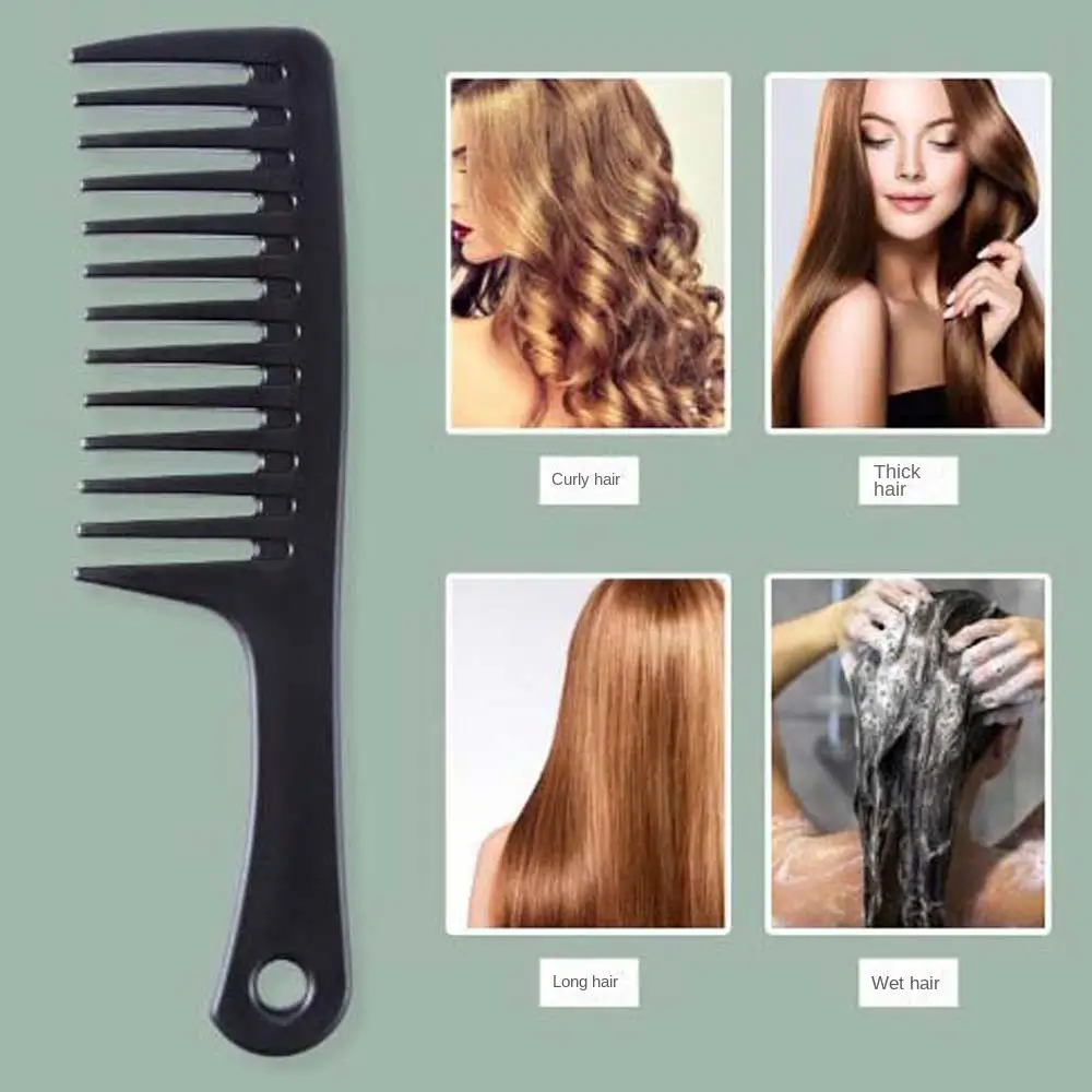 Portable Hair Styling Tool Wide Tooth Comb Heat Resistant Hair Accessories Wide Curly Hair Brush Salon Dyeing Black Barber