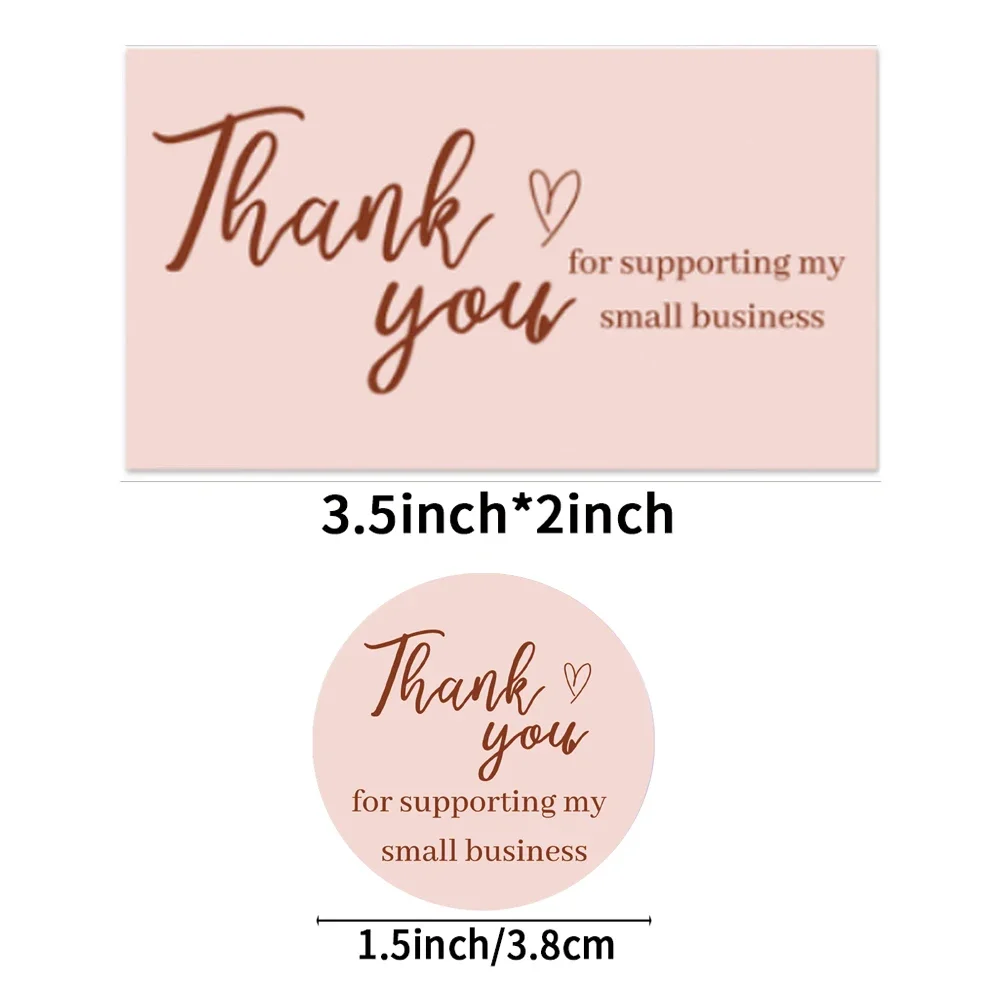 Pink Gold Leaf Thank You for Supporting My Business Card for Commercial Use Party Decor Stickers Invitation Envelope Label Card