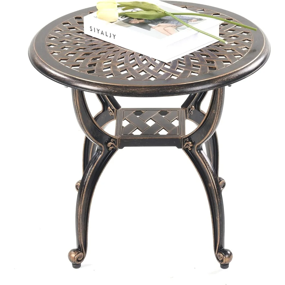 

Outdoor Table, Rust -Resistant Cast Aluminum Side Table, Weather-resistant Properties, Patio Table