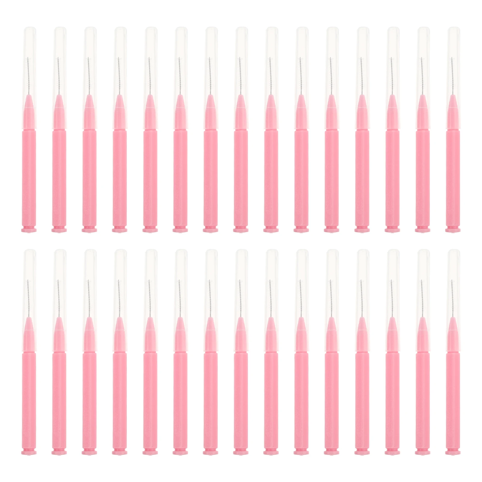 

30 Pcs Interdental Brush Set Toothpicks Teeth Stick Soft Pink Stainless Steel Wire Child