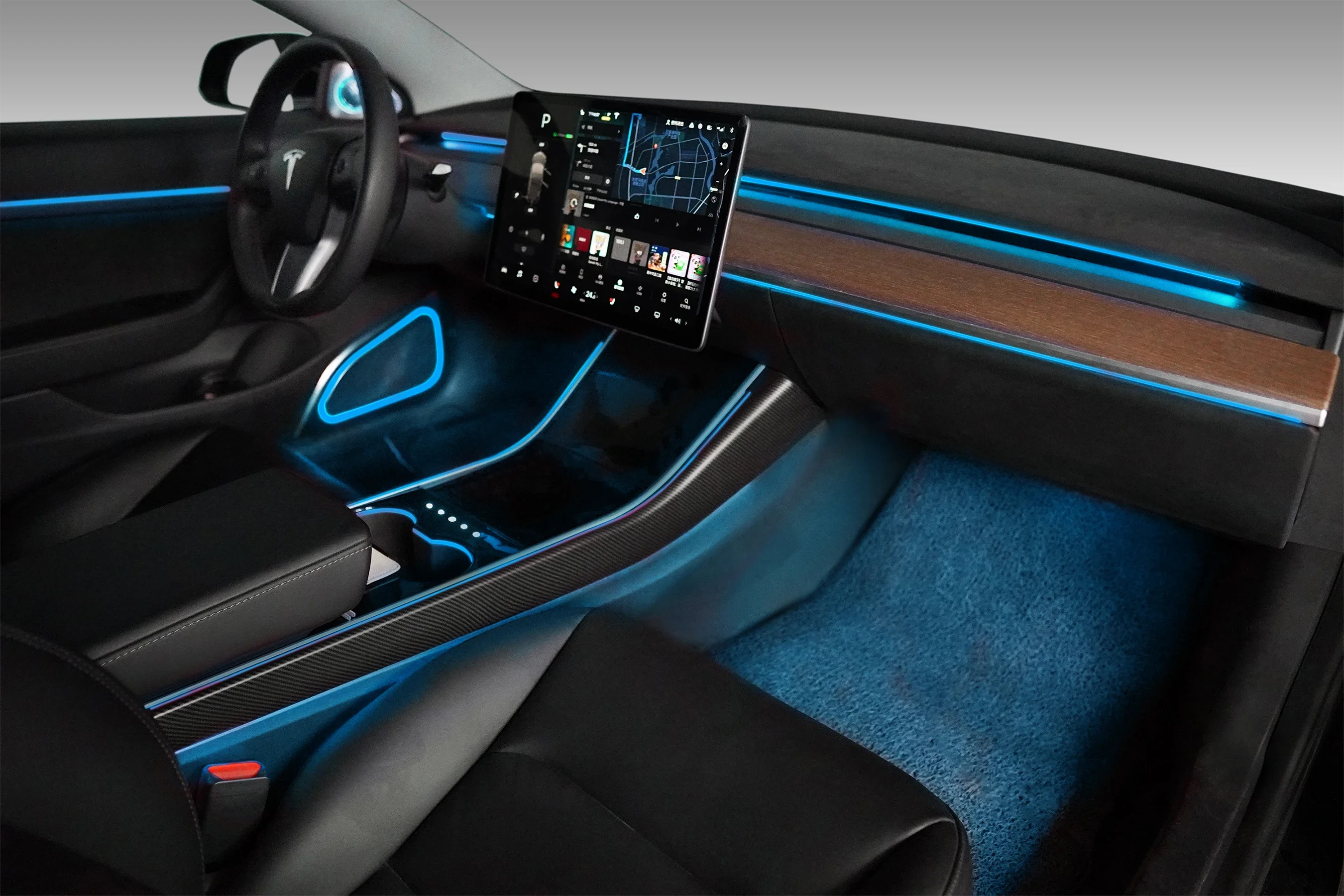 HYD 10 ألوان الضوء المحيط للسيارة الداخلية لطراز تسلا 3 2020 #5