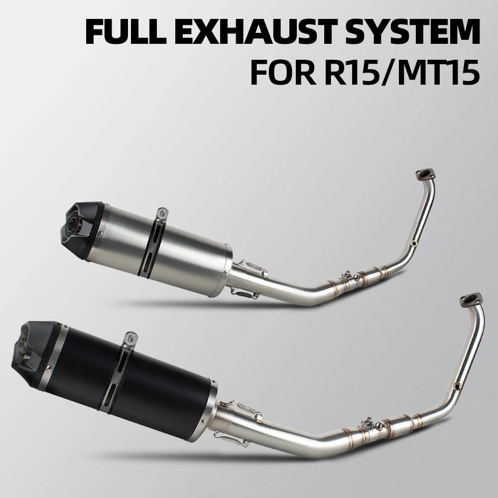 

Motorcycle Exhaust Full System Kit Header Front Pipe Connected Muffler With DB Killer For Yamaha R15 MT15 XSR155 2017-2026