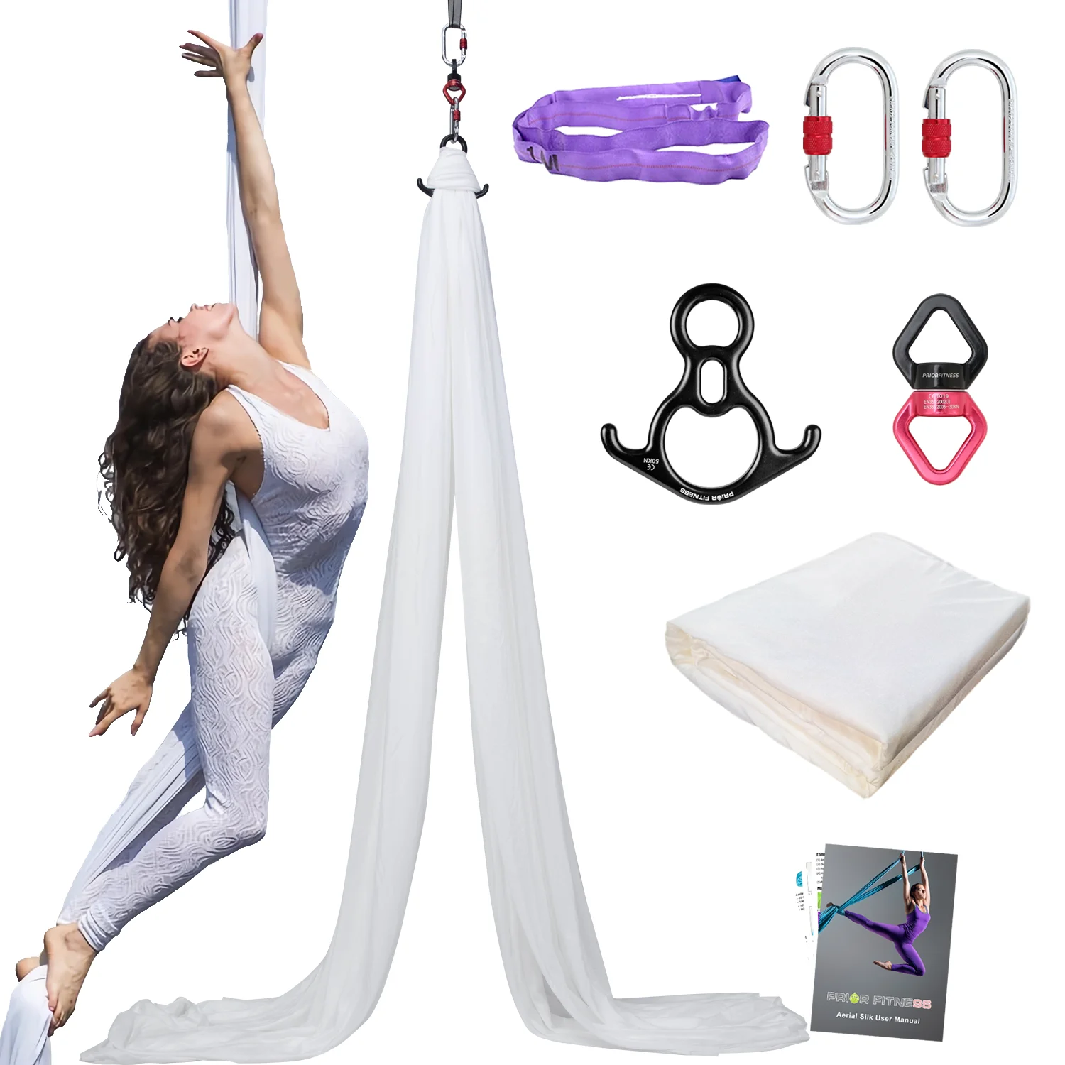 

16 Meters Aerial Silk Set Yoga Hammock Fabric High Stretch Durable Nylon for Adults Aerial Silk GYM Studio Workout Fitness