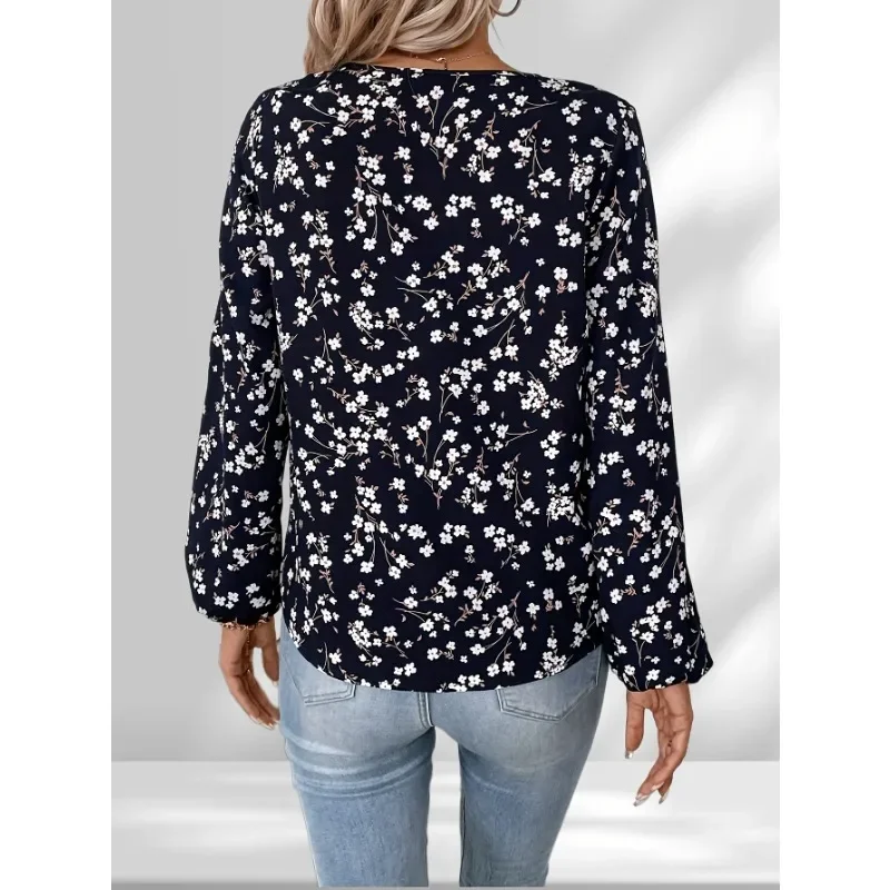 Plus Size Women Floral Print V-Neck Chiffon Blouse Top Summer Fashion Thin Style Versatile Neckline Sleeveless Dressy Top