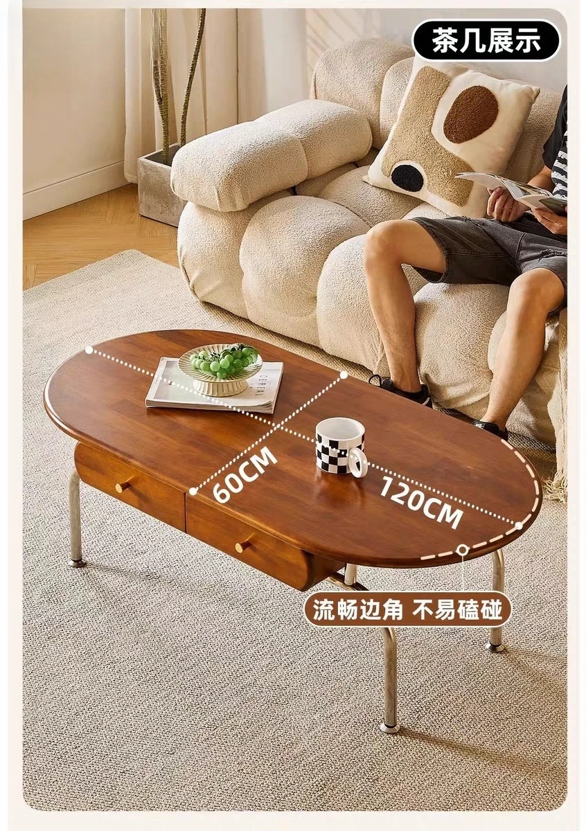 Nordic solid wood TV cabinet coffee table combination household small apartment living room retro rattan floor storage locker 6
