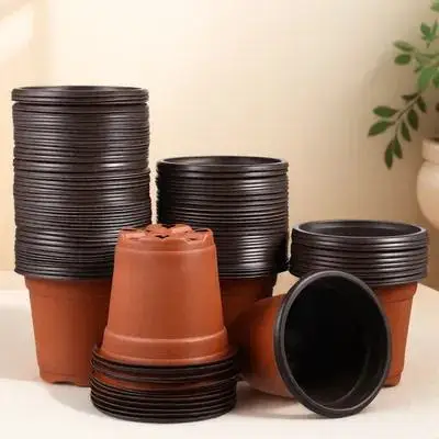 

100pcs Plastic Flower Pot Small Minimalist Planter Drainage Hole Durable Garden Balcony Container Plants Succulents