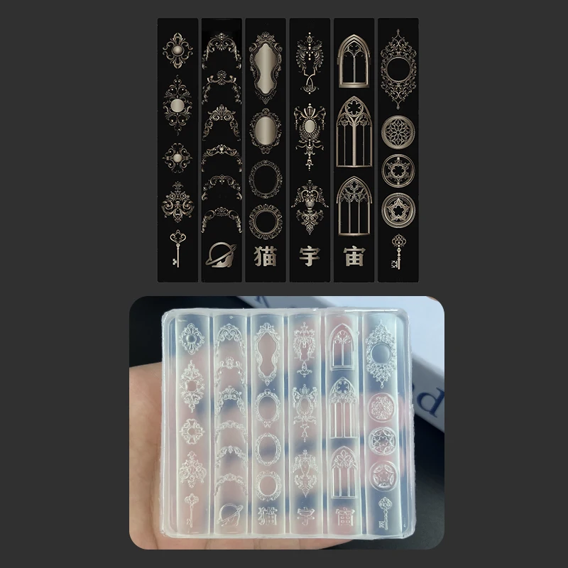 European Retro Pattern Collection Candle Holder 3D Silicone Nail Art Decoration Transparent Template DIY Design Nail Art Mold