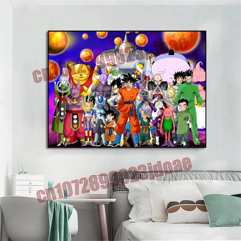 

Anime Dragon Ball Theme Party Festival Decoration Goku Vegeta Frameless Canvas Painting Poster Holiday Gift Decoration Painting