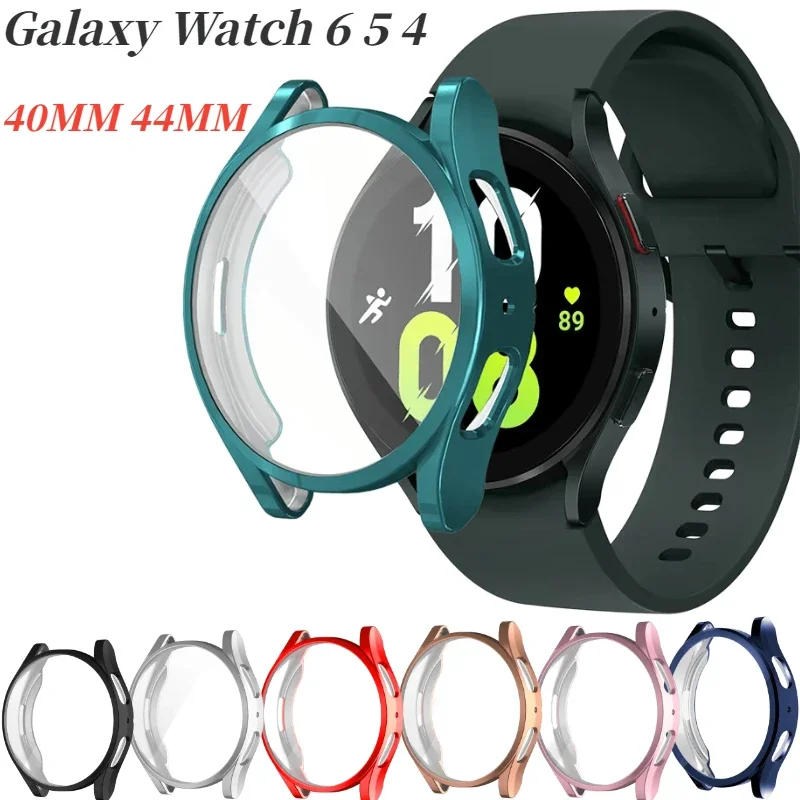 Funda protectora completa suave para Samsung Galaxy Watch 6/5/4 44mm 40mm cubierta de cristal de pantalla carcasa protectora Galaxy Watch 4/5/6 cubierta