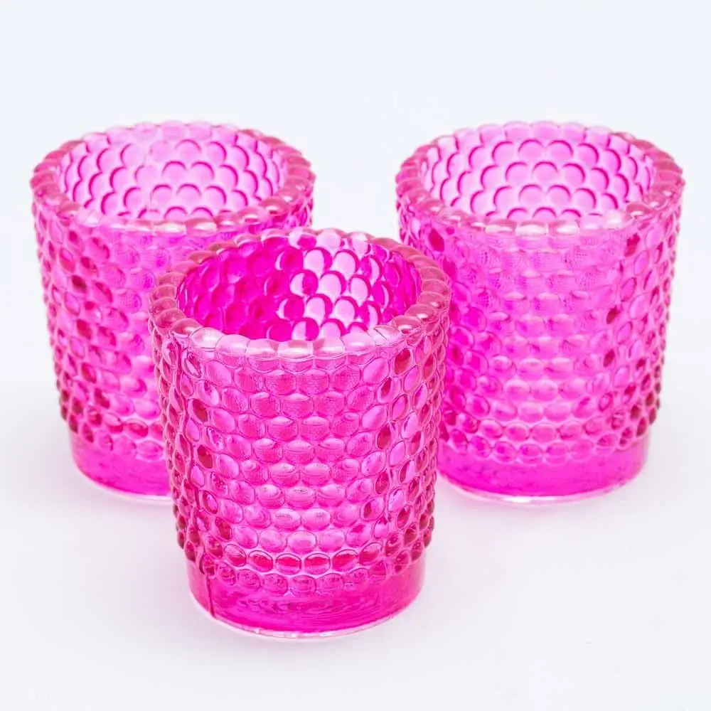 Candle Holders Hobnail Pink Set of 72 Thick Premium Quality Glass with Jewel-rich Color Finish Perfect for Home