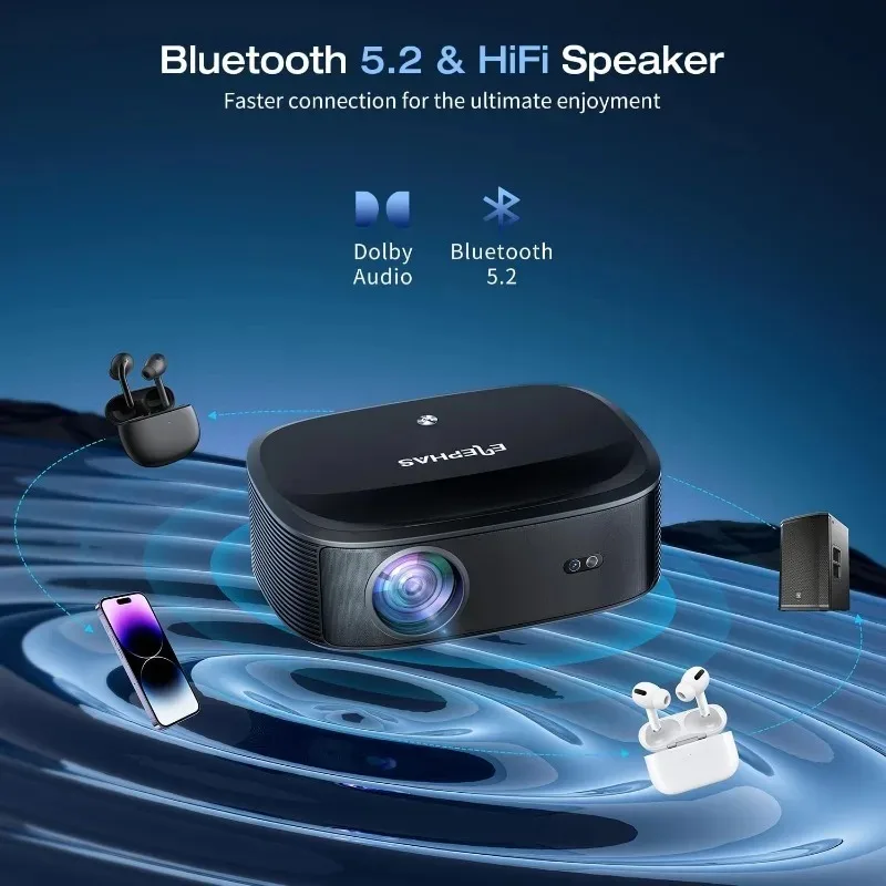 جهاز عرض 4K مخفض مع جهاز عرض أفلام خارجي واي فاي وبلوتوث مع NETFLIX/Prime Video YouTube مدمج في أكثر من 100,000 تطبيقات Su