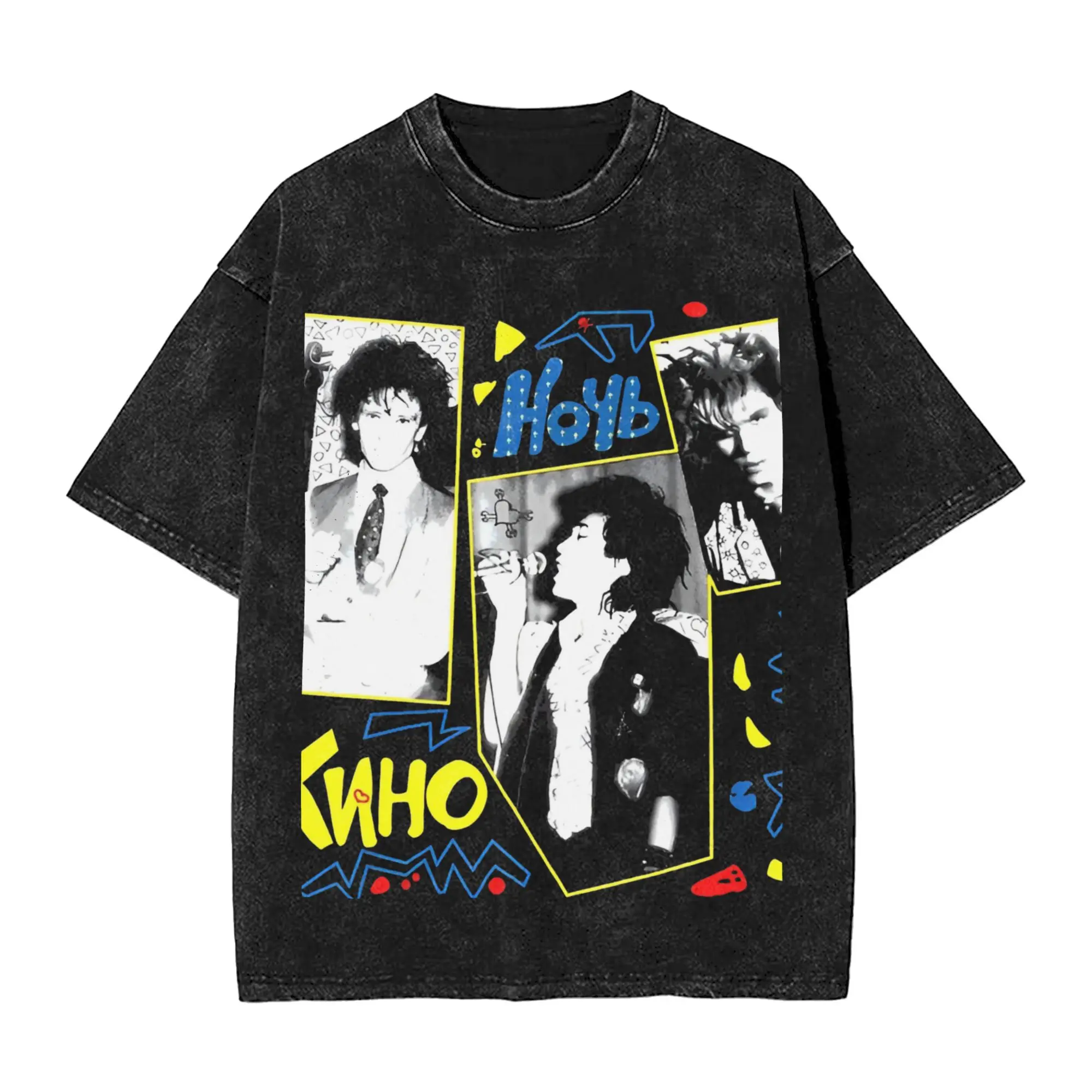 

Viktor Tsoi Kino Night T Shirts Hip Hop Washed Short Sleeve Oversize T-Shirts Vintage for Men Women Streetwear Tee Shirt