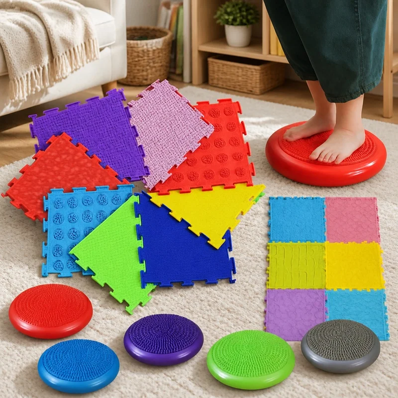 Children's Montessori Sensory Foot Modules for Ages 3-6, Tactile Stimulation and Development Toys