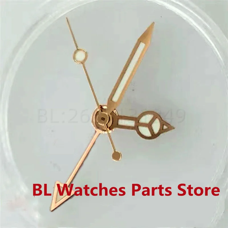 BLIGER Watch Parts Yellow Gold/Rose Gold GMT Watch HandS For NH34A NH35 Automatic Movement Men's Watch With Green Luminous