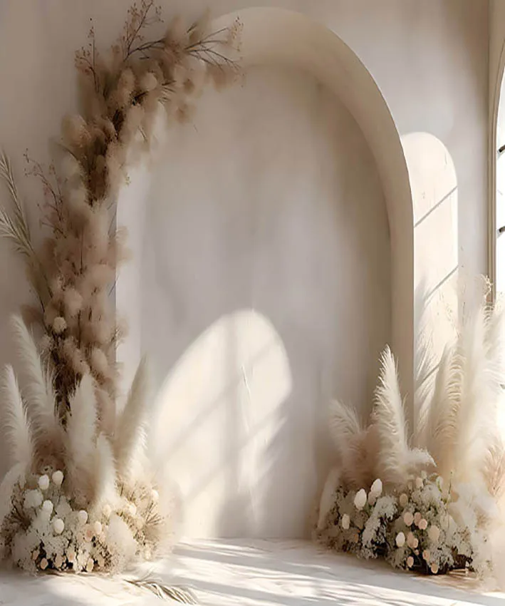 Mehofond Photography Background Boho Floral White Room Arch Adult Birthday Wedding Maternity Portrait Decor Backdrop Photo Studi