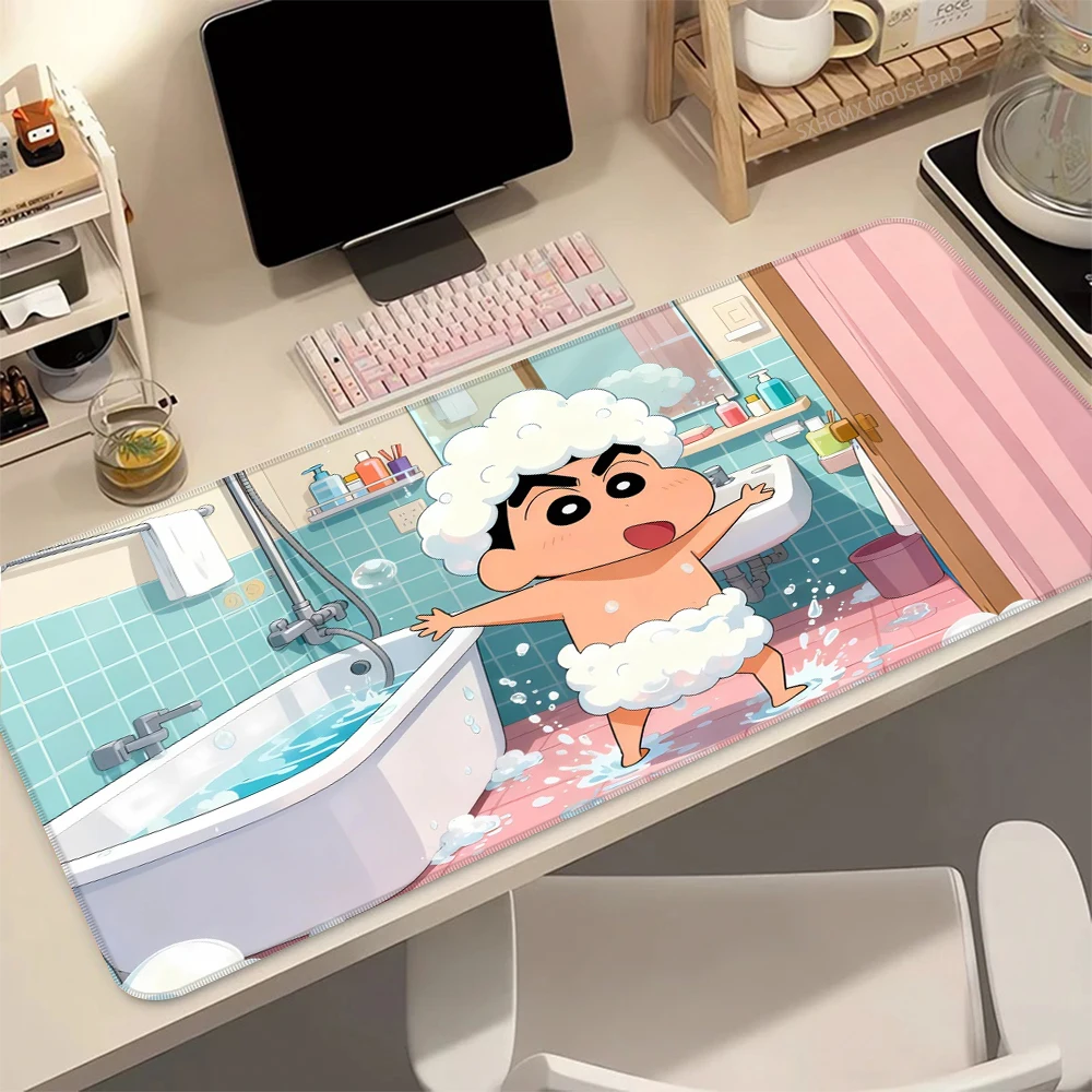 Anime Cartoon Mouse Pad C-Crayon Shin-chans Mouse Pad Peripherals Computer HD Gamers Locking Edge Non-slip Keyboard PC Desk Mat view 4