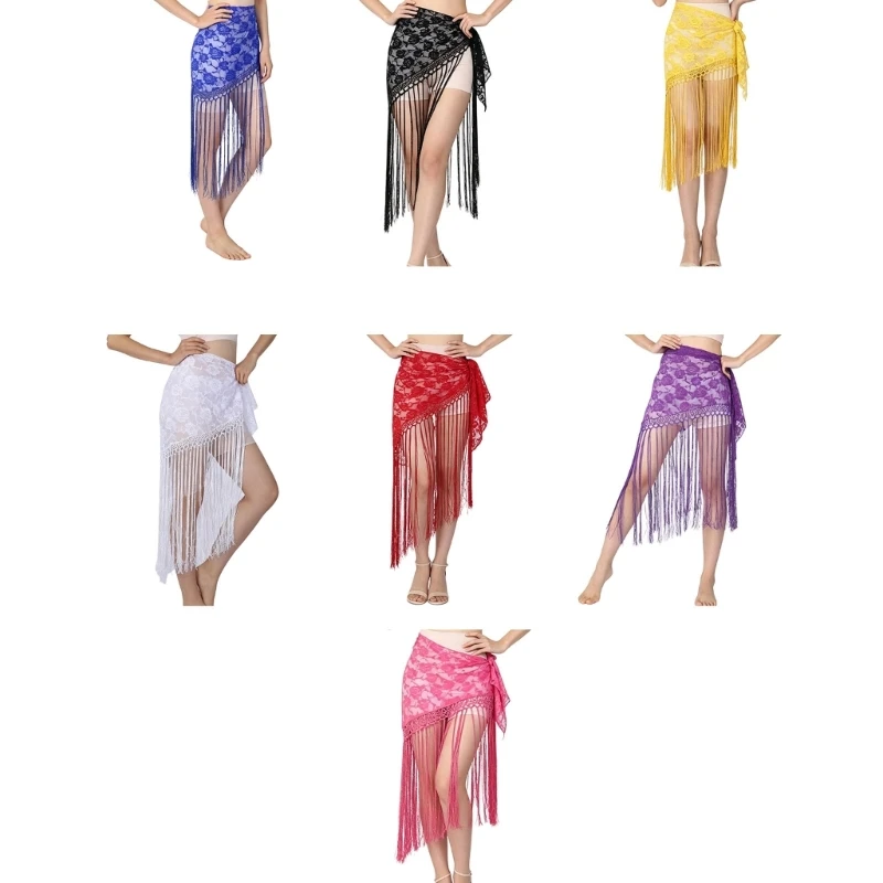 DXAE Lace Dance Waist Wrap with Fringe for Costume Photos and Stage