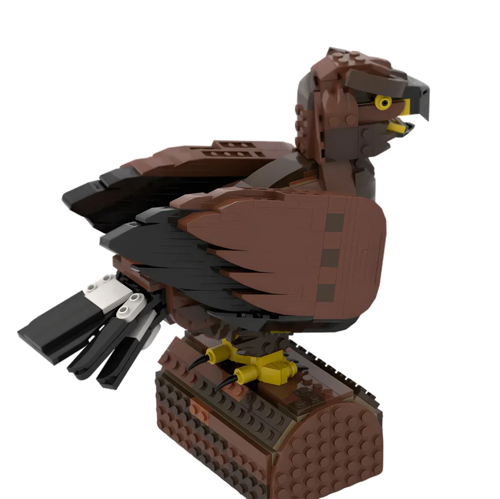 Blocs de construction de Sculpture d'aigle doré, figurine d'animal réaliste avec portée d'aile, projet de bricolage stimulant pour constructeurs adultes