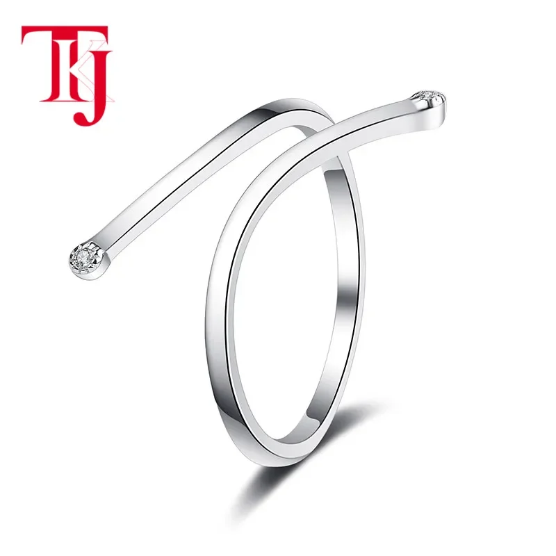 

TKJ Unique Geometry Korean Style Ring Simple Jewelry Real Silver 925 Gift for Women Party