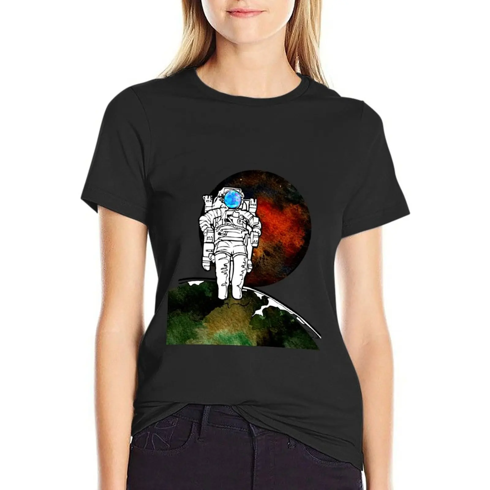 Watercolor Astronaut T-Shirt oversized summer clothes animal print shirt for girls tshirts for Women